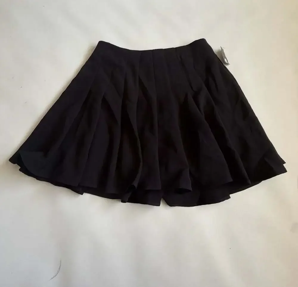 Black Skater Skirt M Flare A-Line Mini School Girl Y2K High Waisted Skirt
